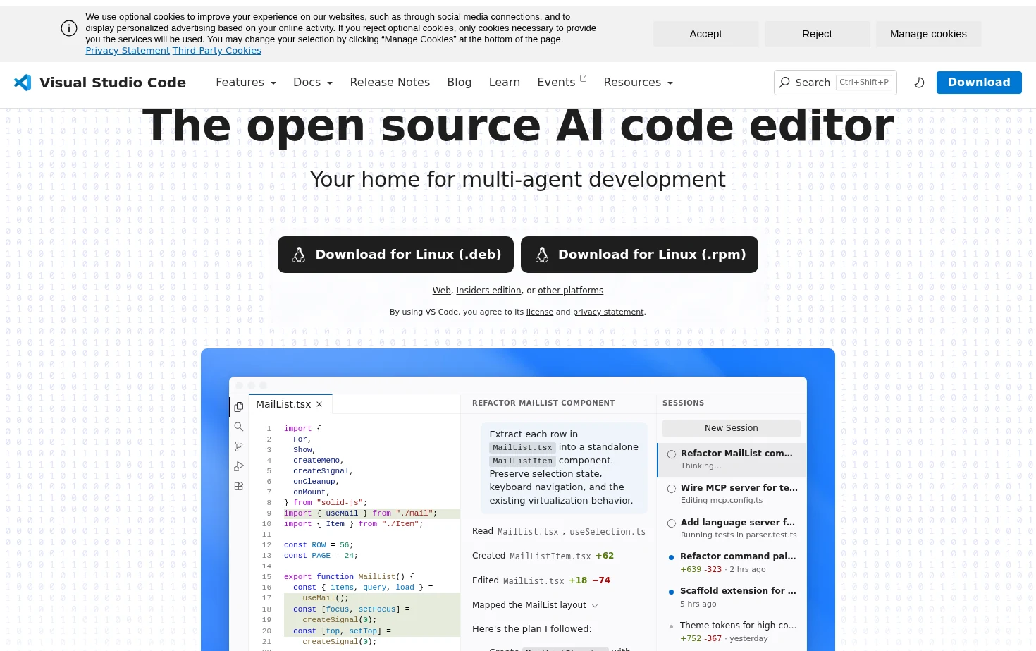 Visual Studio Code 页面快照